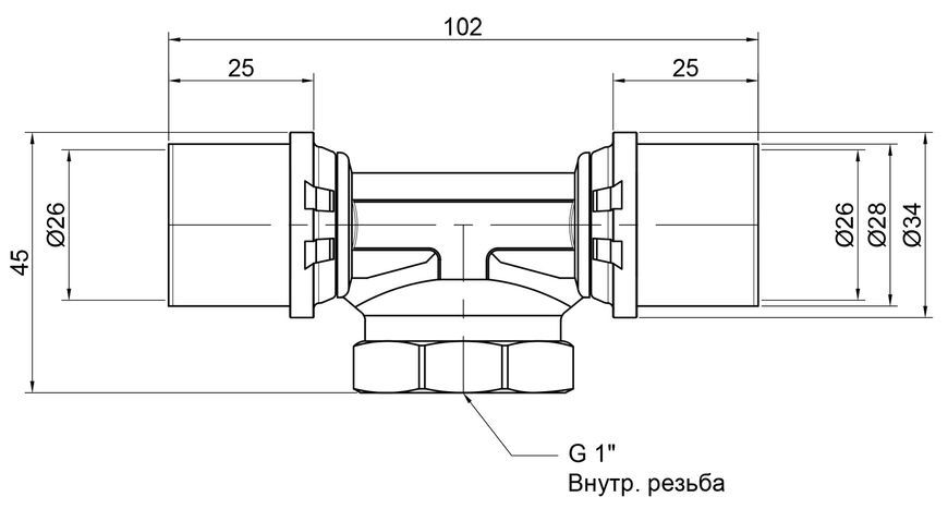 Тройник пресс-фитинг ICMA 26х1"х26 ВР №408 - 81408AFGP06