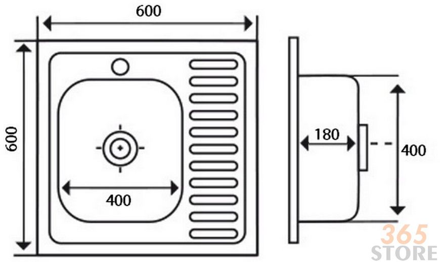 Кухонна мийка IMPERIAL 6060-L Satin 0,8 мм (IMP6060LSAT) - IMP6060LSAT
