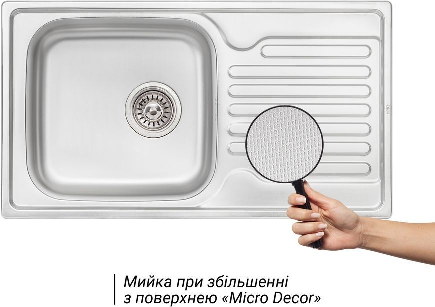 Кухонная мойка QTAP 7843 Micro Decor 0,8 мм (180) - QT7843MICDEC08
