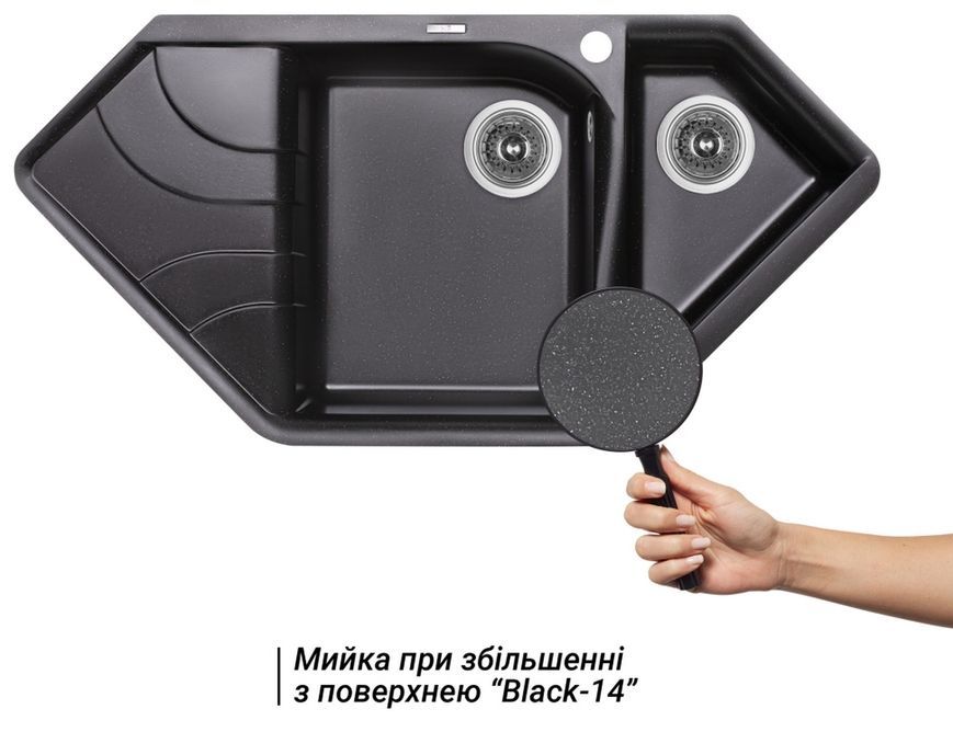 Кухонна мийка з додатковою чашею LIDZ 1000x500/225 BLM-14 (LIDZBLM141000500225) - LIDZBLM141000500225