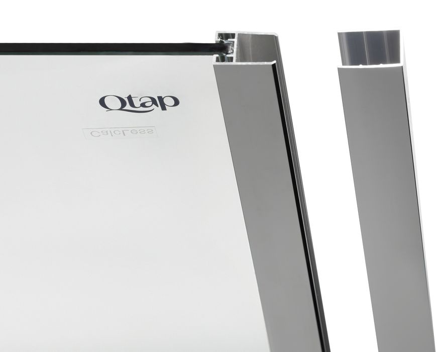 Набір: душова перегородка QTAP Walk-In Glide CRM2012.C8 120х190 см, скло Clear 8 мм, покриття CalcLess + душовий трап 800 мм GLICRM2012C844856 - GLICRM2012C844856