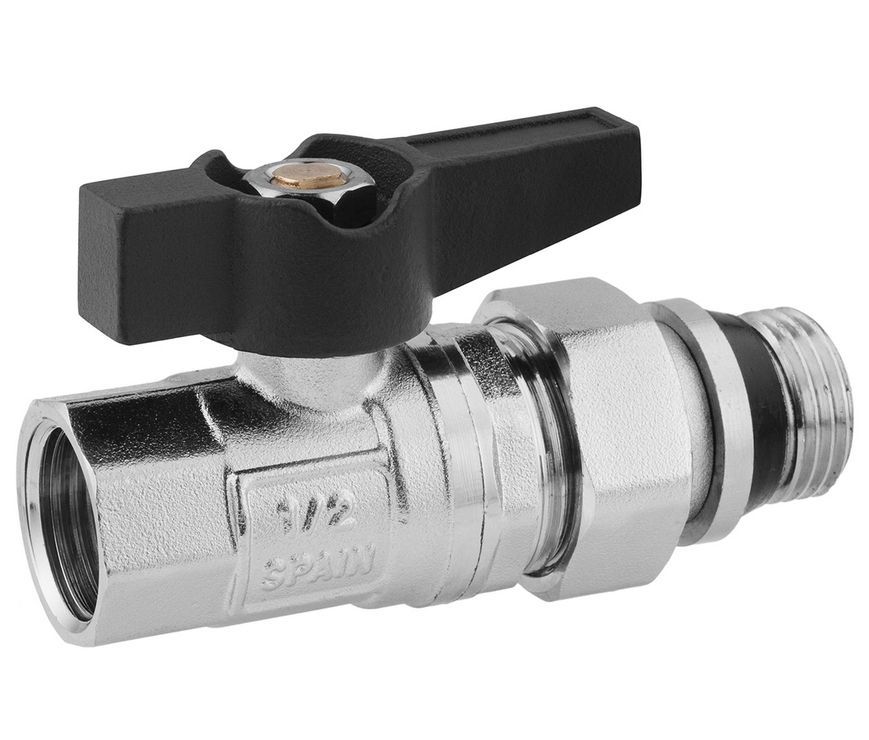 Кран-американка Karro Uno Black 1/2" ВН шаровой прямой с антипротеканием PN40 KR-100059 CV035513 - KR-100059