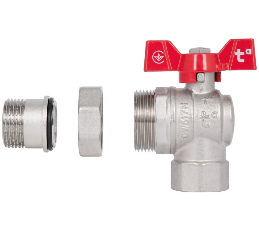 Кран шаровой с американкой латунный Thermo Alliance Forte 1" ВН угловой SF221W25 - SF221W25