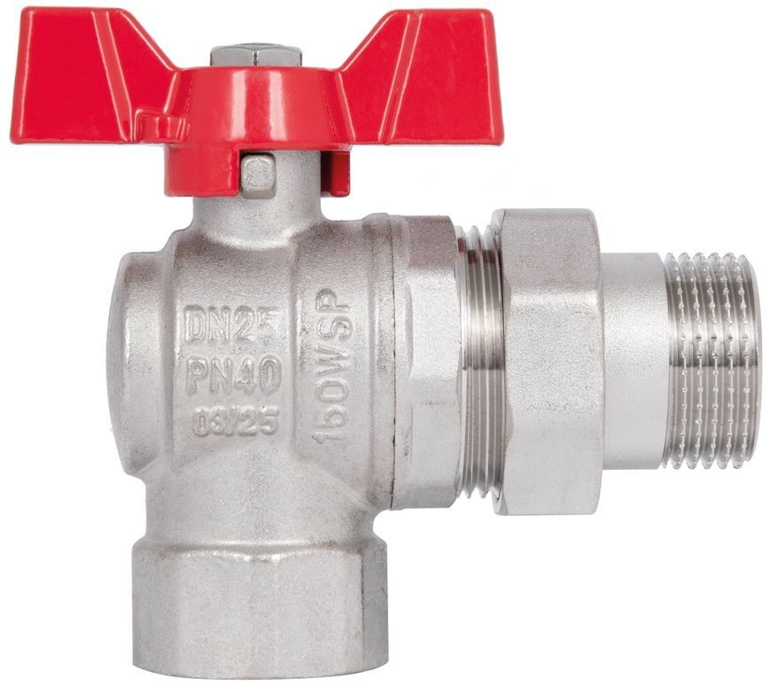 Кран шаровой с американкой латунный Thermo Alliance Forte 1" ВН угловой SF221W25 - SF221W25