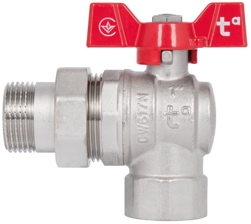 Кран шаровой с американкой латунный Thermo Alliance Forte 1" ВН угловой SF221W25 - SF221W25