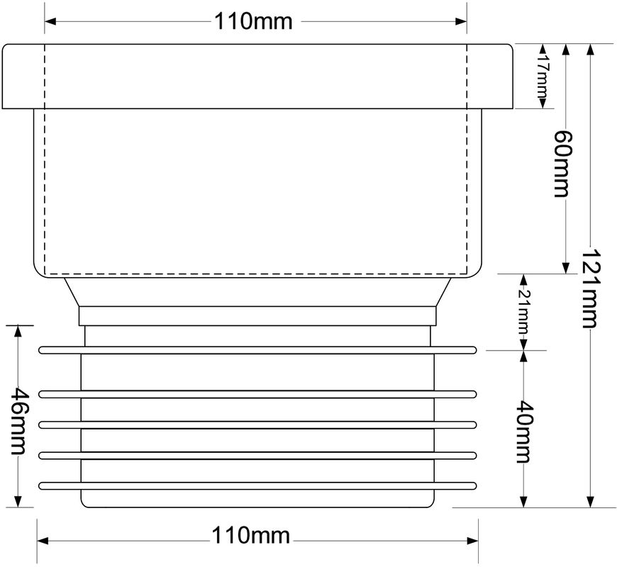 Редукция канализационная McALPINE 110/110 мм черная DC1-BL