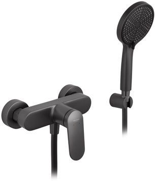 Змішувач для душу Kroner Element 211411-5301 з душовим гарнітуром, латунь, графіт CV03596 - Element 211411-5301