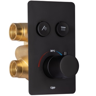 Змішувач для ванни/душу QTAP Votice термостатичний прихованого монтажу на два споживачі QTVOT6442T105NKB Black Matt - QTVOT6442T105NKB