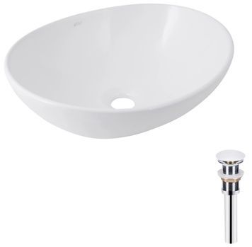 Раковина-чаша Qtap Dove накладна овальна 415x340x140 White з донним клапаном PU02 QT06113078WN47308 - QT06113078WN47308