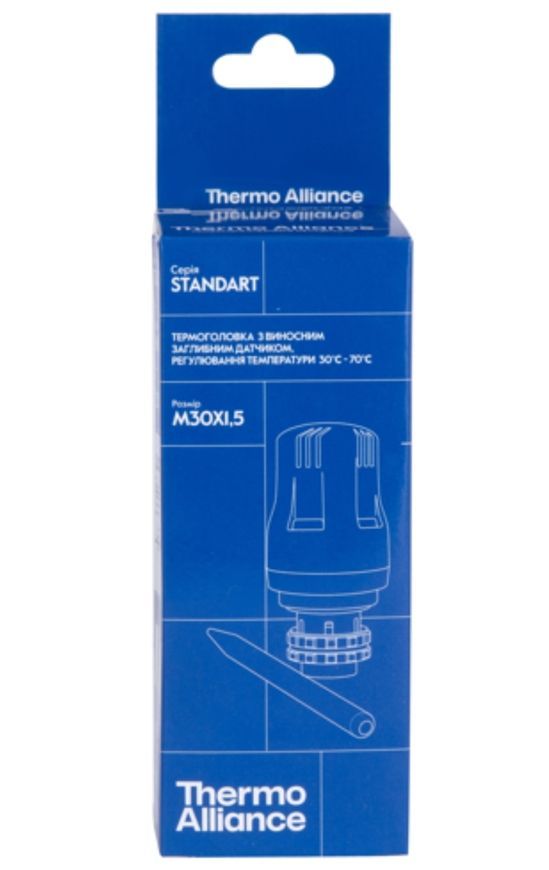 Термостатична головка Thermo Alliance Standart М30х1,5 (30-70&deg;С) з виносним заглибним датчиком TAS34170 - TAS34170