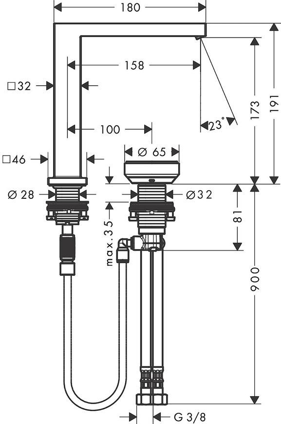 Змішувач для раковини на 2 отвори HANSGROHE Tecturis E 150 CoolStart EcoSmart+ Chrome 73053000 хром з д/к - 73053000