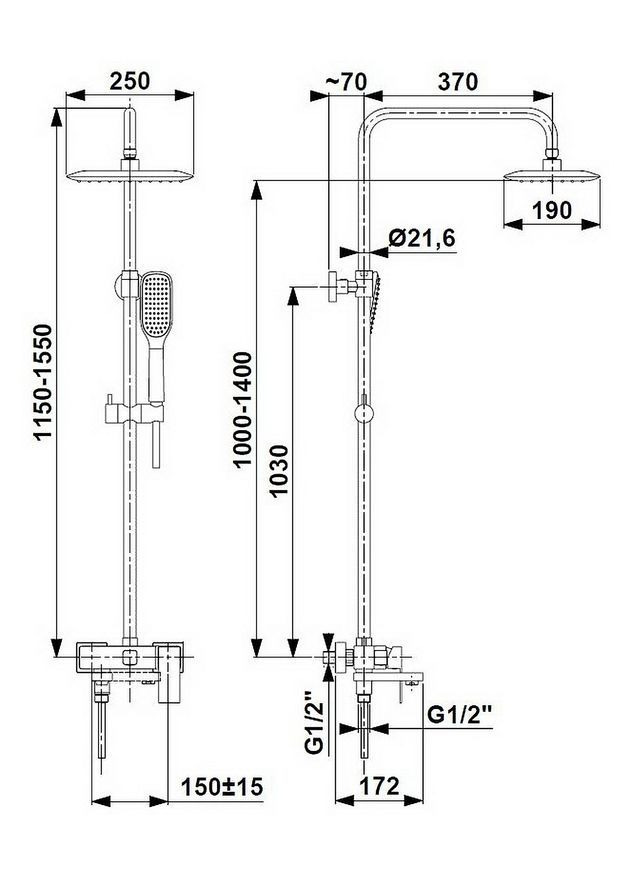 Душевая система KFA ARMATURA LOGON 5136-915-00 с изливом - 5136-915-00