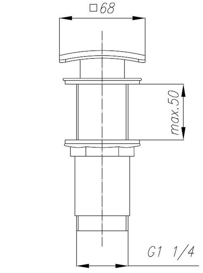 Донний клапан KFA ARMATURA 660-453-81 для умивальника 1 1/4" Cliсk-Claсk квадрат чорний без переливу - 660-453-81
