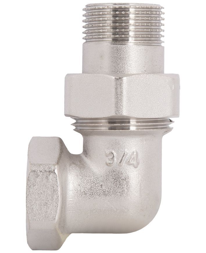 Згін-американка Thermo Alliance Forte 3/4" ВЗ нікельований, кутовий, під плоску прокладку, латунь TAFG191W20