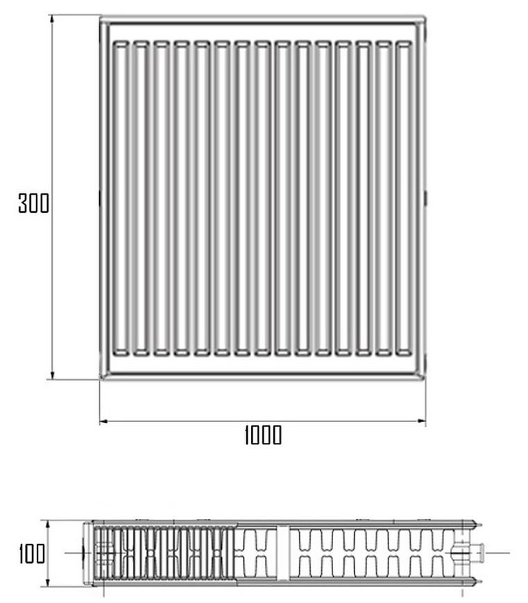Радиатор стальной IMAS 22 (300x1000) мм нижнее подключение I223001000VK - I223001000VK