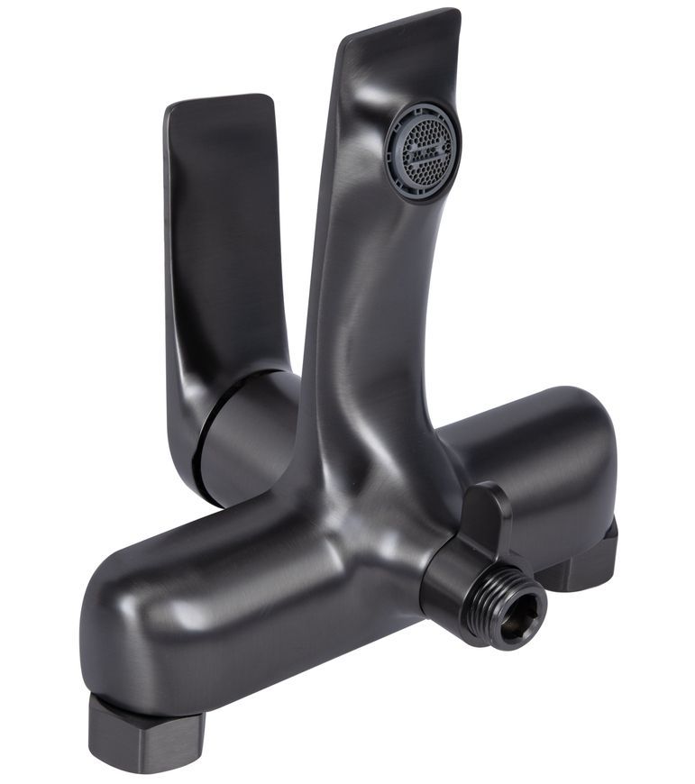 Смеситель для ванны Qtap Vlasta New с душевым гарнитуром Gunmetal Black PVD QTVLA259GMB45643 - QTVLA259GMB45643