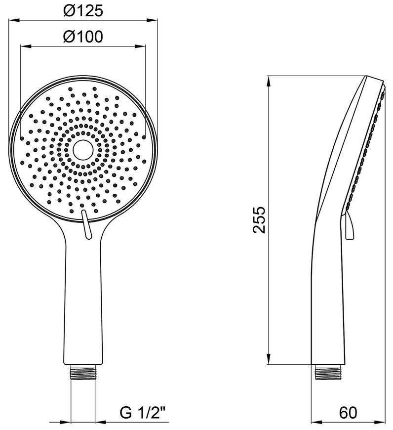 Лійка для ручного душу Qtap Rucni 120 мм кругла Black Matt QTRUC125BLM45776 - QTRUC125BLM45776