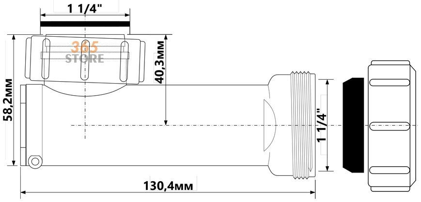 Сифон для умывальника McALPINE низкий с мембраной 1 1/4&Prime; x 32 мм WHB1-32 - WHB1-32