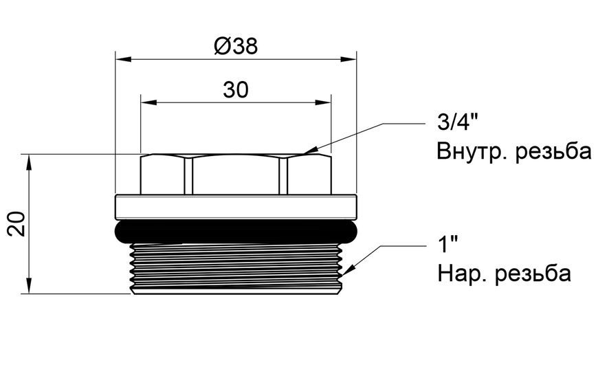 Футорка (переходник) для коллектора SD Plus 1"НРх3/4"ВР SD35420 - SD35420