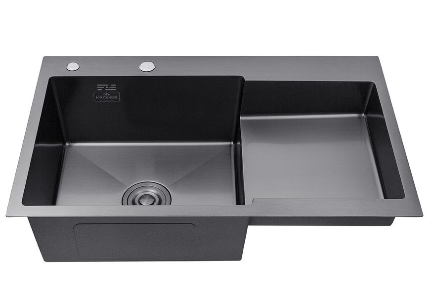 Кухонная мойка Kroner KRP Schwarze 7848LHM PVD с смесителем и дозатором CVS30116 KRS7848LHMPVDPVD03817BLKSP026 - KRS7848LHMPVDPVD03817BLKSP026