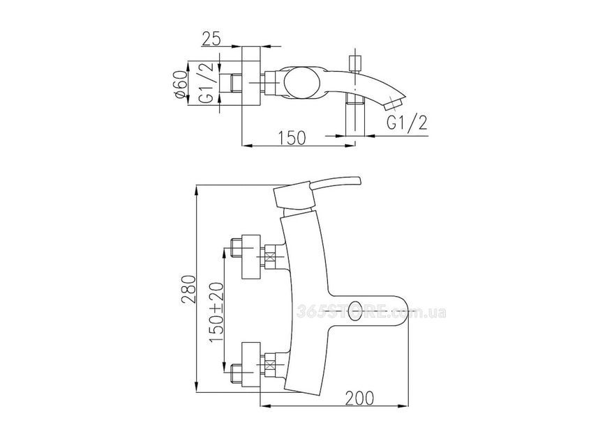 Смеситель для ванны KFA ARMATURA DIAMENT 4104-010-00 - 4104-010-00
