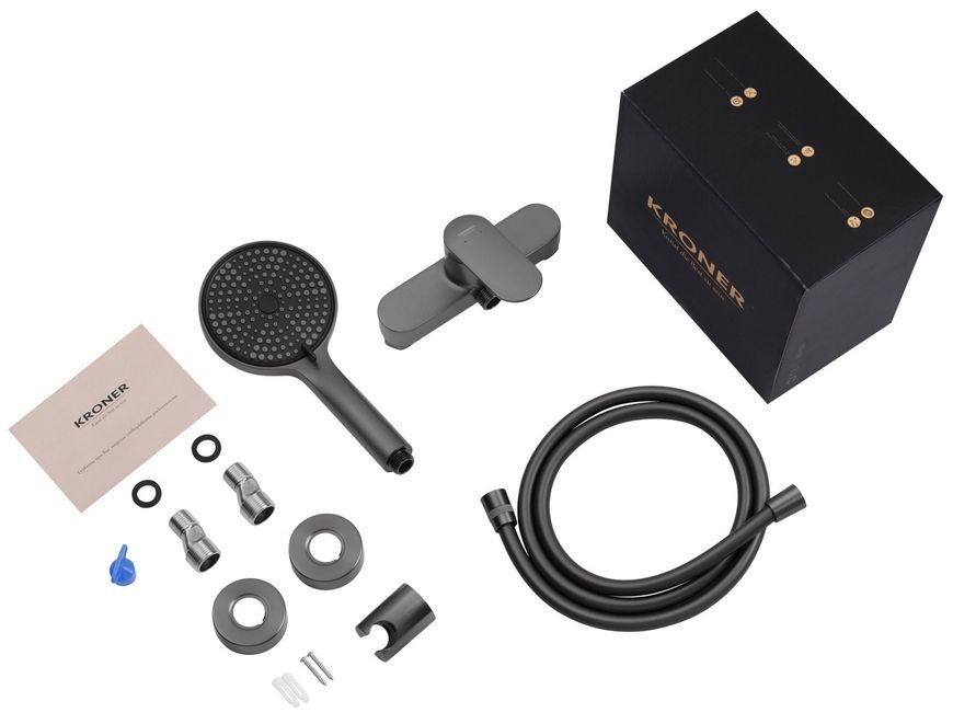Смеситель для душа Kroner Element 211411-5301 с душевым гарнитуром, латунь, графит CV03596 - Element 211411-5301