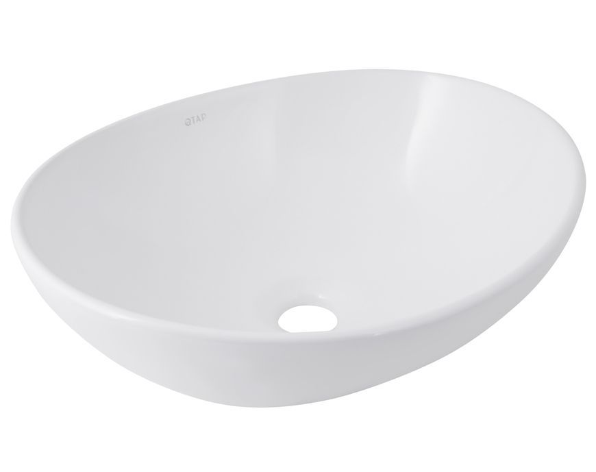 Раковина-чаша Qtap Dove накладная овальная 415x340x140 White с донным клапаном PU02 QT06113078WN47308 - QT06113078WN47308