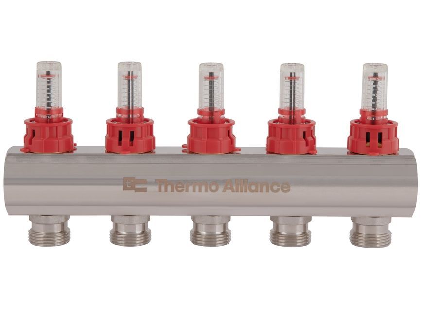 Колектор з витратомірами Thermo Alliance Standart 1" 5 виходів 3/4" SD235W5 латунь - SD235W5