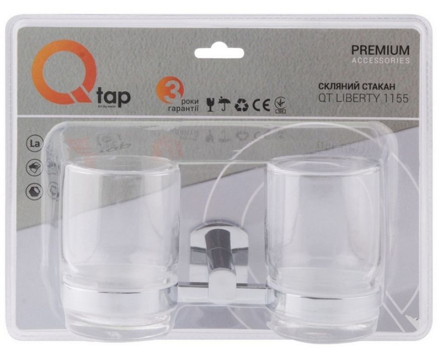Стакан подвійний QTAP Liberty CRM 1155 хром