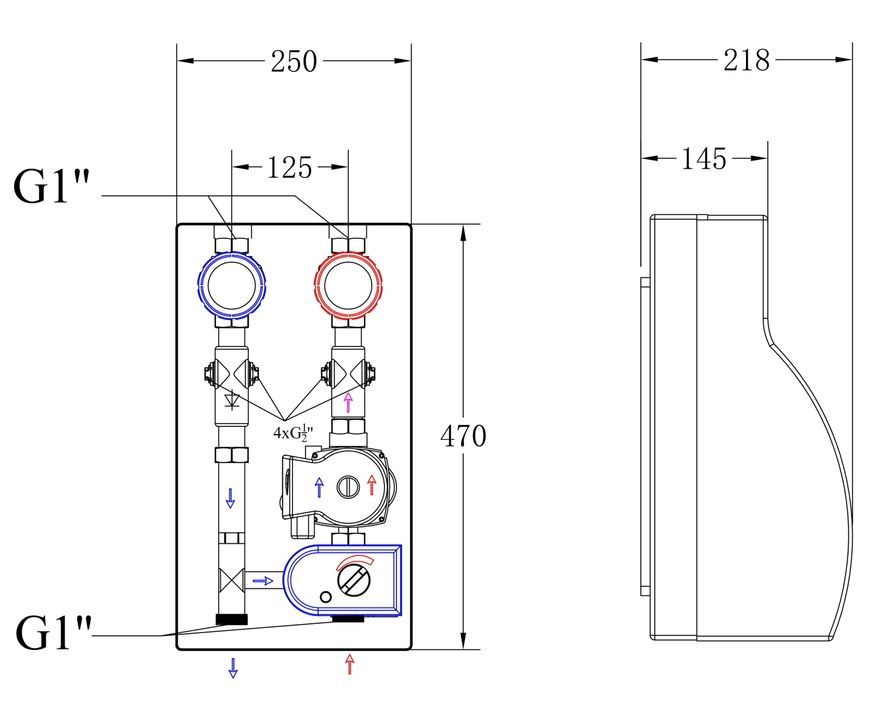 Насосная группа Thermo Alliance Forte Quick System с автоматической регулировкой 1" (без насоса) правое подкл. TAF-QSPGR4