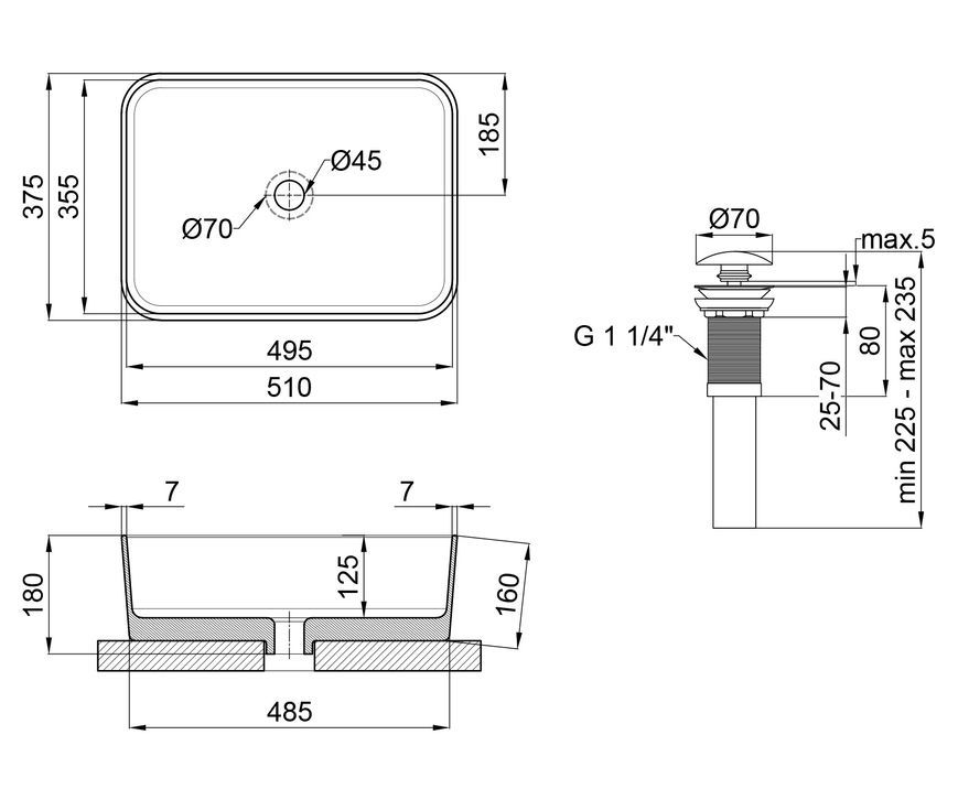 Раковина-чаша QTAP Tern 500х370х200 White с донным клапаном QT1711A048W - QT1711A048W