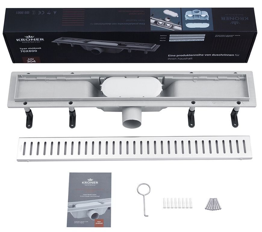 Трап линейный Kroner KRP Harz S60 Sektion 600 мм сухой затвор S60Sektion CV029579 - S60Sektion