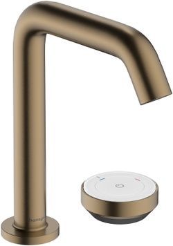 Змішувач для раковини на два отвори HANSGROHE Tecturis S 150 CoolStart EcoSmart+ Brushed Bronze 73353140 бронза з д/к - 73353140