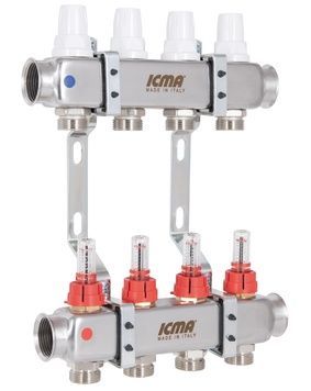 Колектор розподільчий Icma з витратомірами 3/4"х4 виходи №К073 87K073179PJ32QU - 87K073179PJ32QU