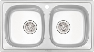Кухонная мойка QTAP 7843-B Micro Decor 0,8 мм (180) две чаши - QT7843BMICDEC08