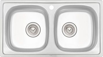 Кухонна мийка QTAP 7843-B Micro Decor 0,8 мм (180) дві чаші - QT7843BMICDEC08