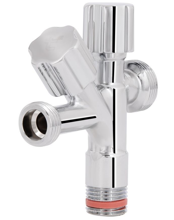 Кран двойной приборный вентельный угловой Thermo Alliance Forte 1/2"Нх1/2"Нх3/4"Н латунь TAF187W151520