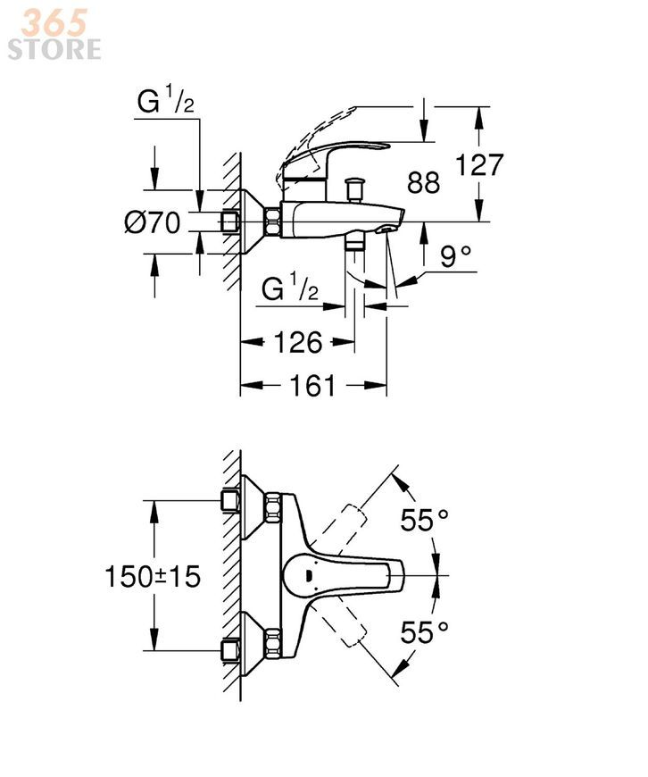 Змішувач для ванни GROHE Eurosmart 33300002 - 33300002