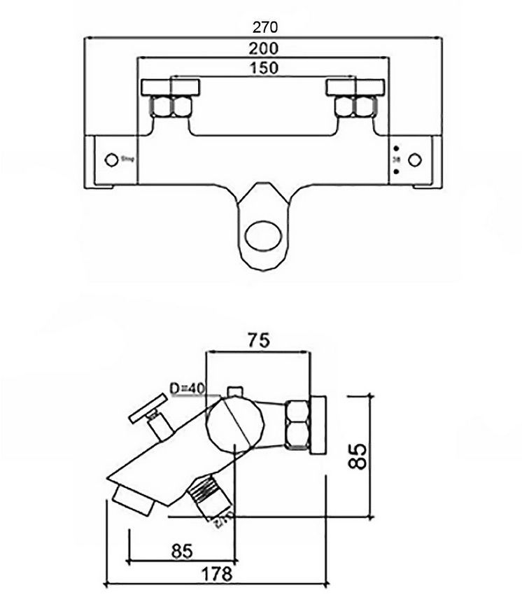 Змішувач для ванни QTAP Inspai-Therm CRM T300600 термостатичний - QTINSTHERMT300600
