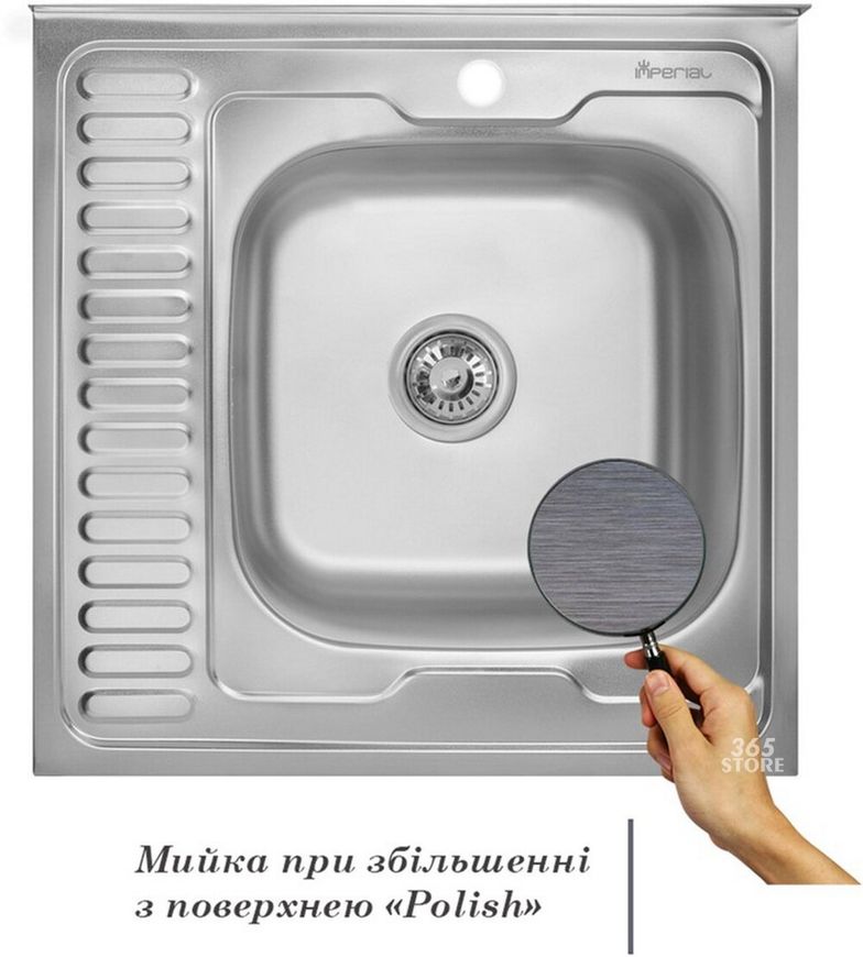Кухонная мойка IMPERIAL 6060-R Polish 0,6 мм (IMP6060R06POL) - IMP6060R06POL