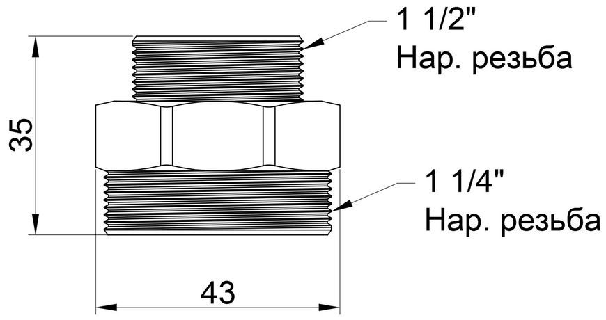 Ниппель латунный SD Plus 1 1/2"х1 1/4" редукционный SD4084032