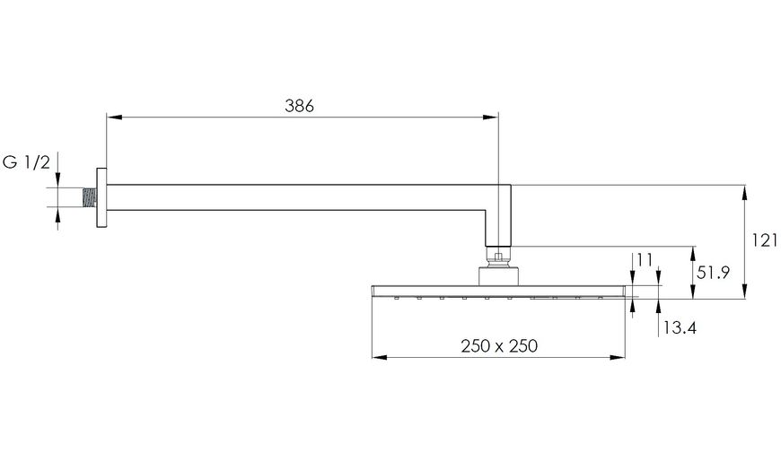 Верхній душ з тримачем IMPRESE VALTICE 250х250 мм квадратний VR-15320 (S) хром - VR-15320 (S)