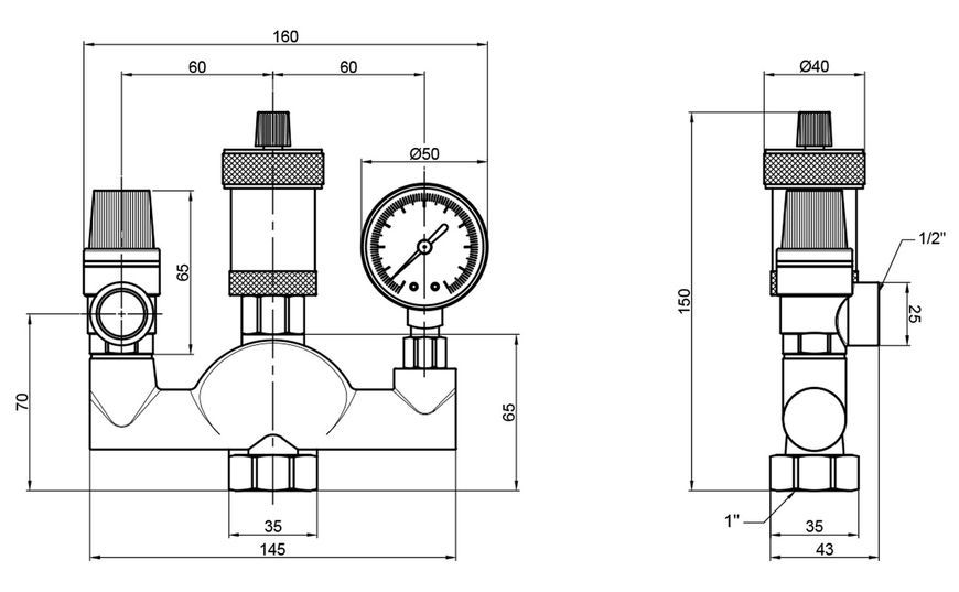 Група безпеки котла Thermo Alliance Standart 1" ВР латунь (у зборі) SD290  - SD290
