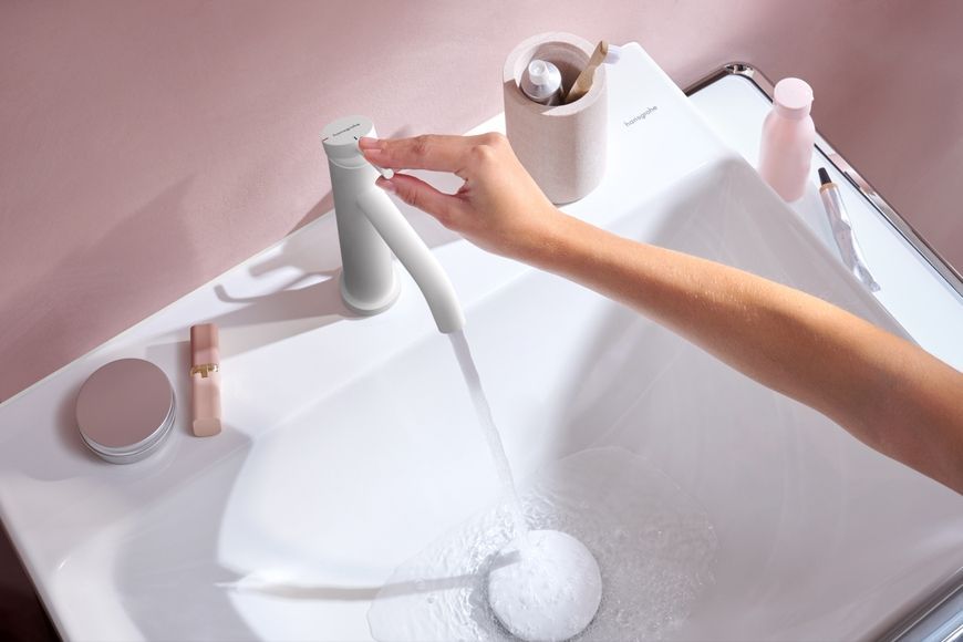 Смеситель для раковины HANSGROHE Tecturis S 110 CoolStart EcoSmart+ Matt White 73312700 белый матовый - 73312700