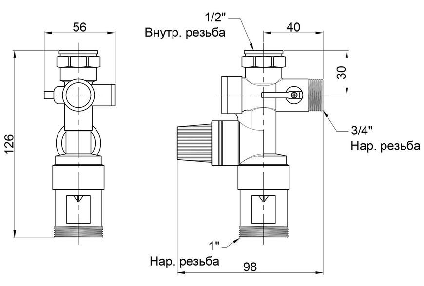 Група безпеки для накопичувального водонагрівача SD Forte 3/4"х3/4" (1/2") 7 бар SF396W202015