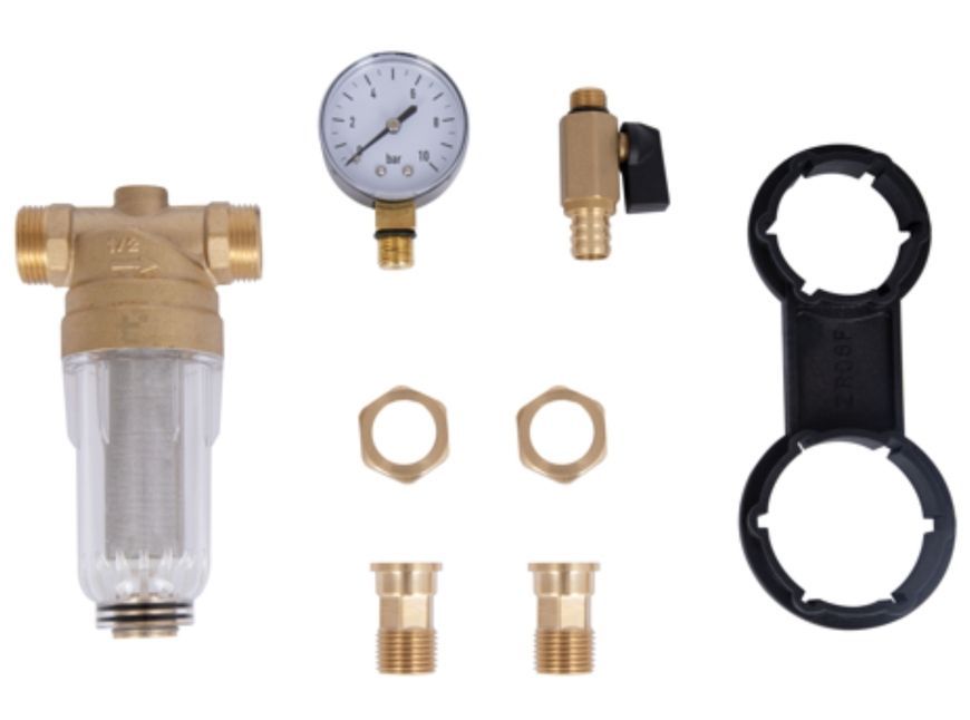 Фильтр самопромывной с манометром Thermo Alliance Standart 1/2" тонкой очистки, с пластиковой колбой TAS128W15 - TAS128W15