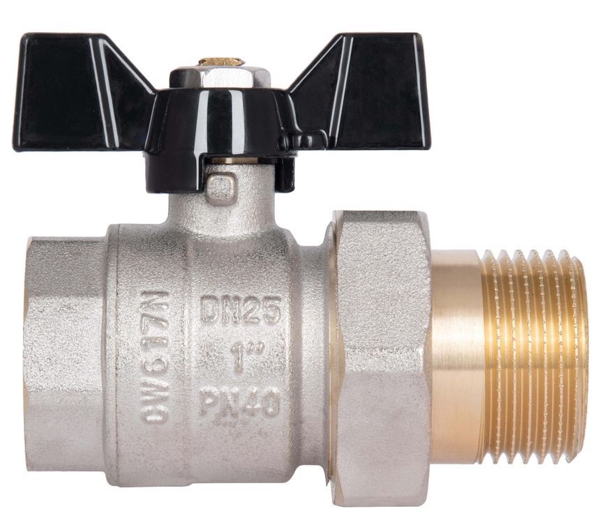 Кран шаровой с американкой Thermo Alliance Base прямой 1" ВН PN40 латунь SD221W25 - SD221W25
