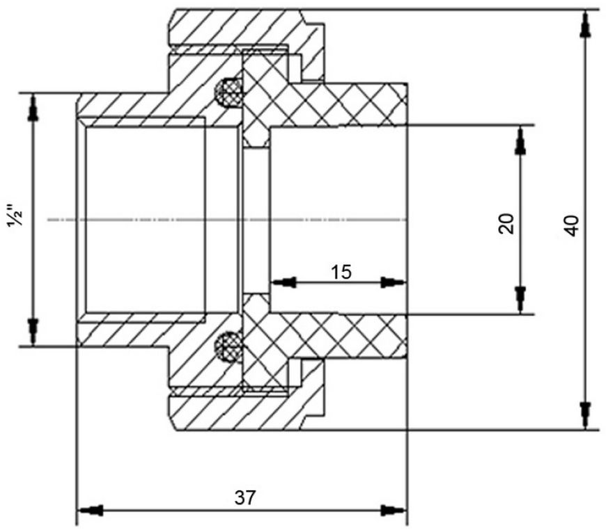 Сгон "Американка" латунная с сварной головкой PPR Blue Ocean 20х1/2" ВР BOUAFX2001XXX - BOUAFX2001XXX