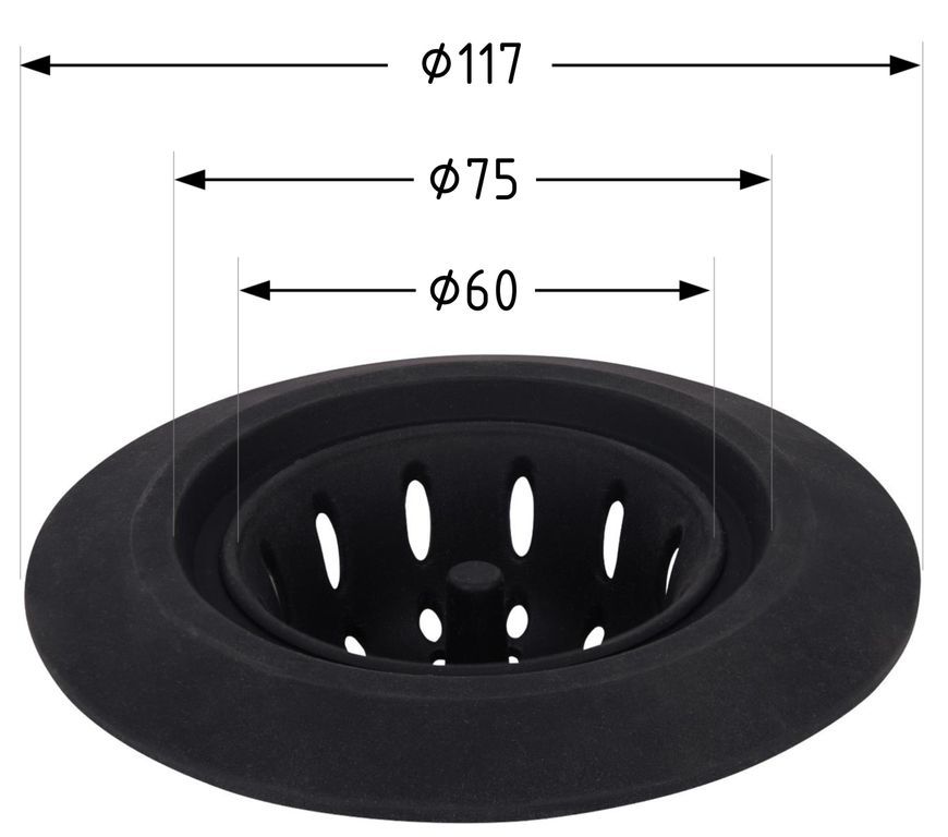 Сетка для сифона Lidz Acsis LA27 Black 117х117х37 мм силиконовая LDACSLA27BLM49775