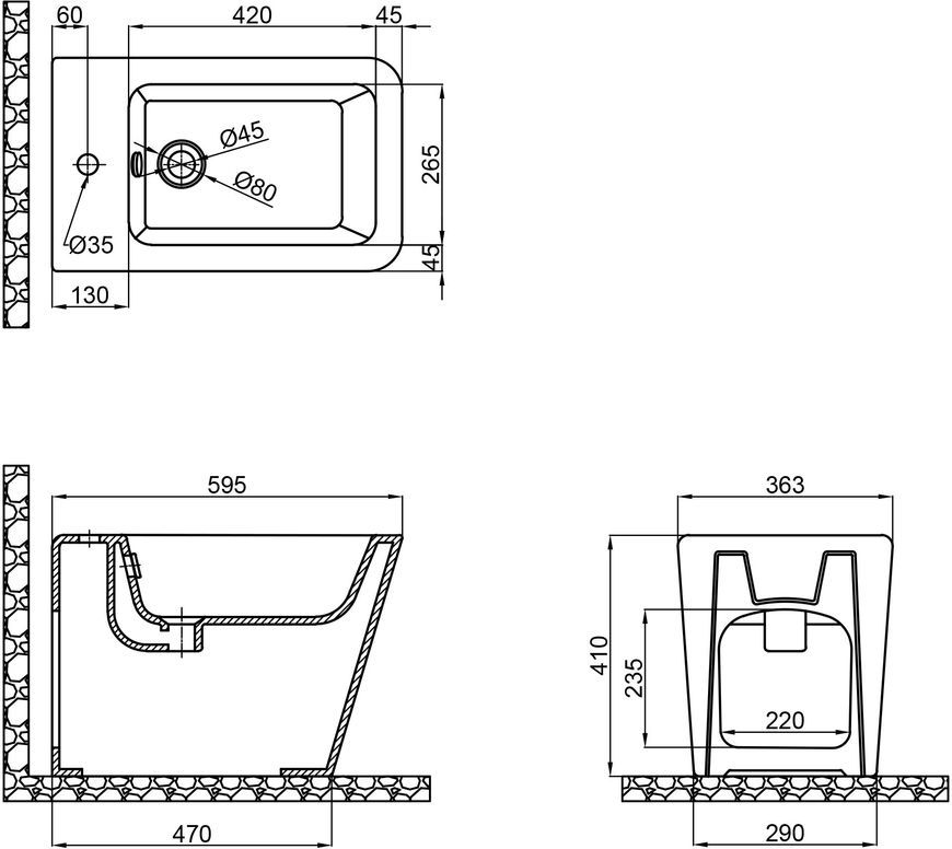 Биде напольное QTAP Tern 560х360х400 White QT1744003CW - QT1744003CW